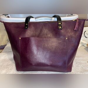 Portland Leather Large Zipper Tote Bag  - GENTLY USED